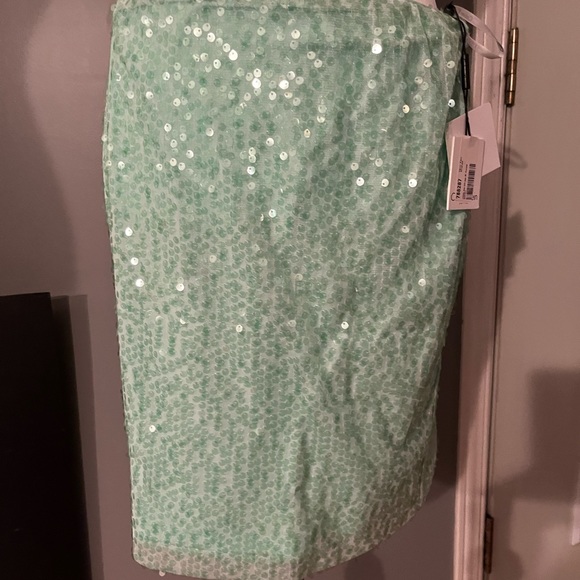 CALVIN KLEIN Mint Green Outfit Size 8 Petite Medium, Sequinned by hand - Picture 3 of 9